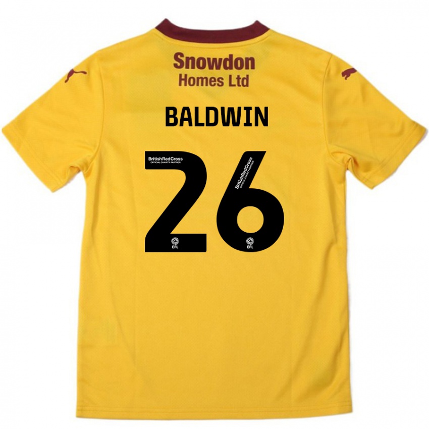 Lapset Jack Baldwin #26 Oranssi Burgundy Vieraspaita 2024/25 Lyhythihainen Paita T-Paita