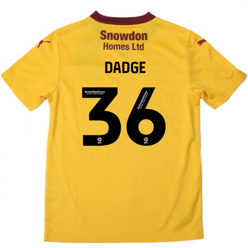 Lapset James Dadge #36 Oranssi Burgundy Vieraspaita 2024/25 Lyhythihainen Paita T-Paita