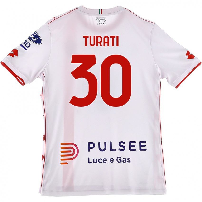 Lapset Stefano Turati #30 Valkoinen Punainen Vieraspaita 2024/25 Lyhythihainen Paita T-Paita