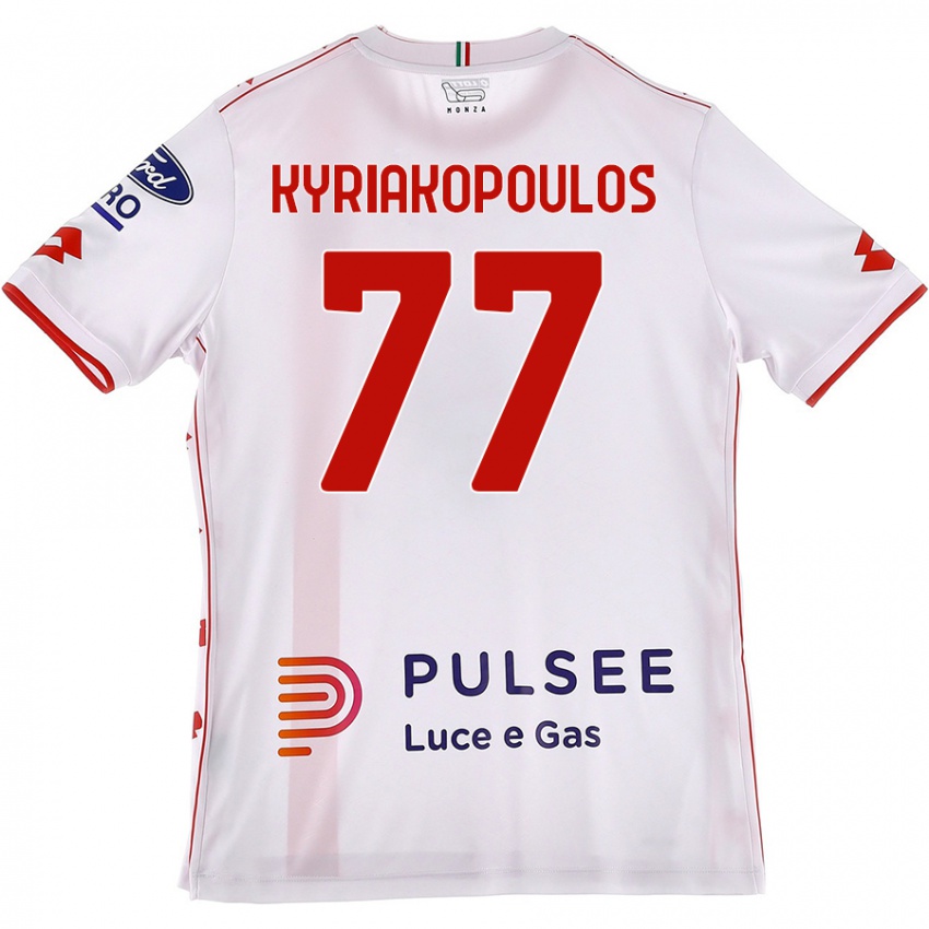 Lapset Georgios Kyriakopoulos #77 Valkoinen Punainen Vieraspaita 2024/25 Lyhythihainen Paita T-Paita