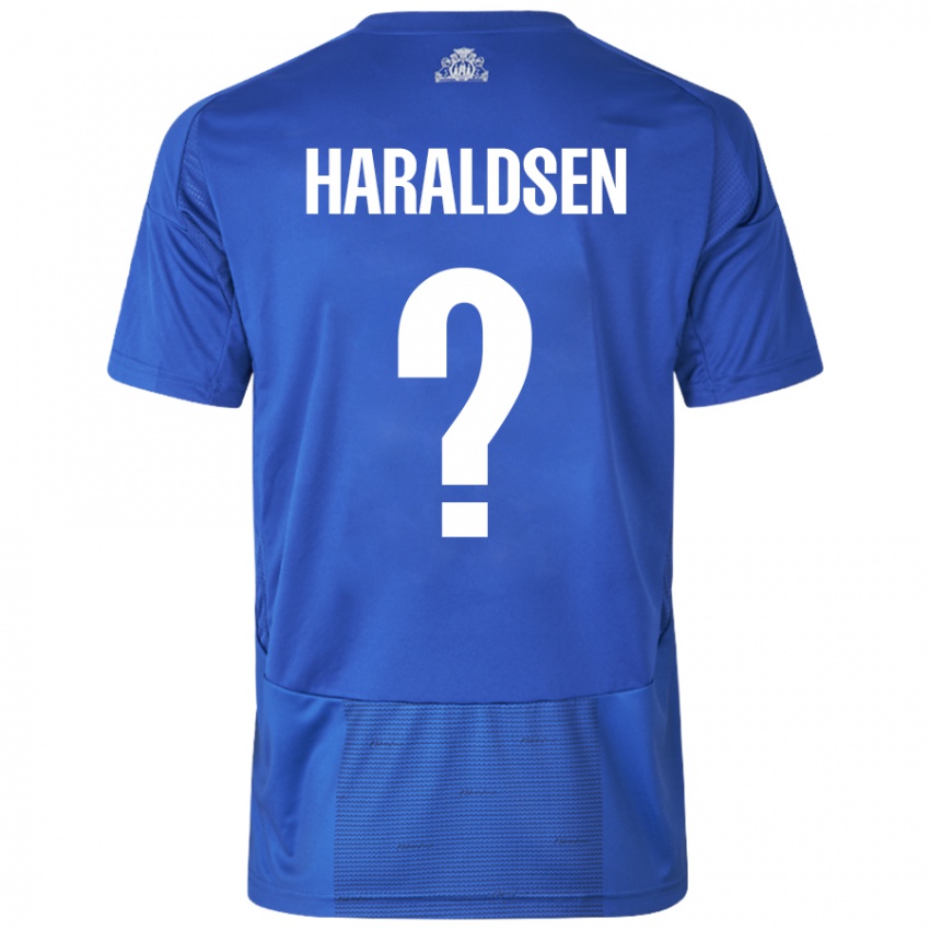 Lapset Henrik Haraldsen #0 Valkoinen Sininen Vieraspaita 2024/25 Lyhythihainen Paita T-Paita