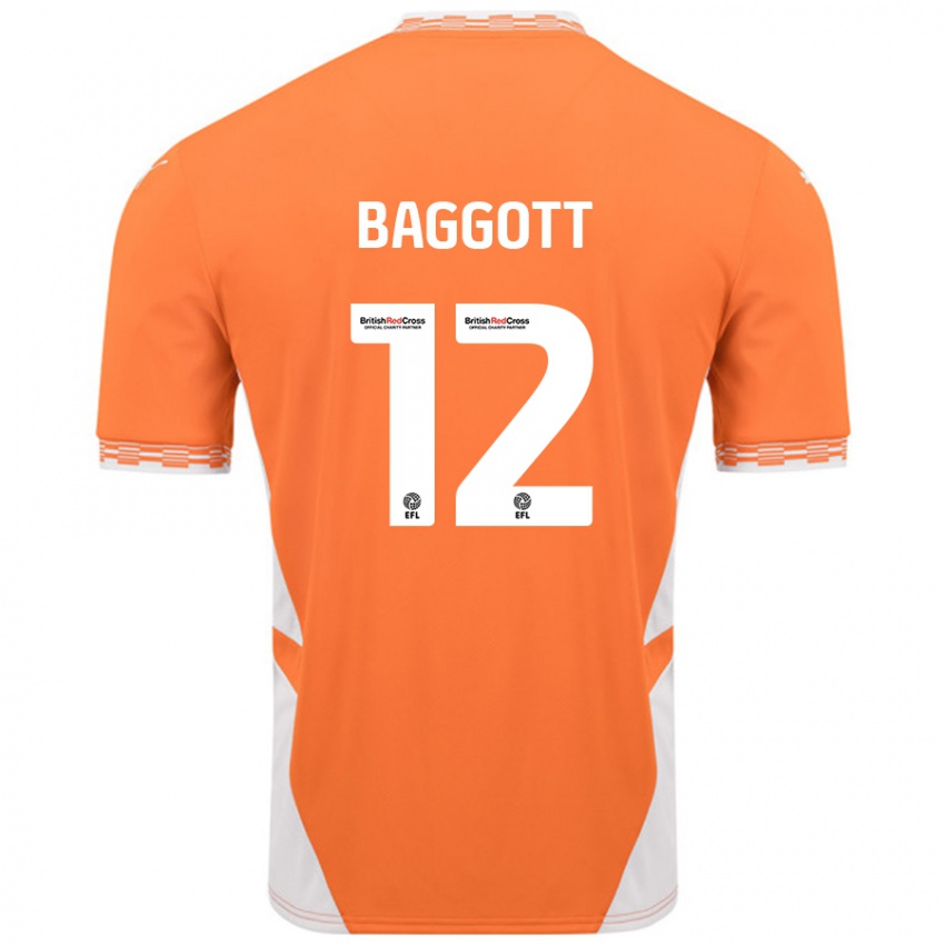 Miesten Elkan Baggott #12 Oranssi Valkoinen Kotipaita 2024/25 Lyhythihainen Paita T-Paita