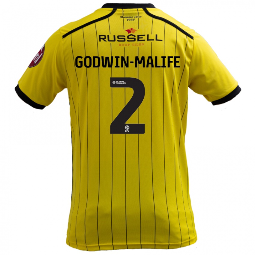 Miesten Udoka Godwin-Malife #2 Keltainen Kotipaita 2024/25 Lyhythihainen Paita T-Paita