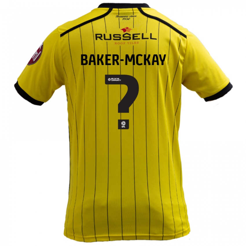 Miesten Kiyan Baker-Mckay #0 Keltainen Kotipaita 2024/25 Lyhythihainen Paita T-Paita