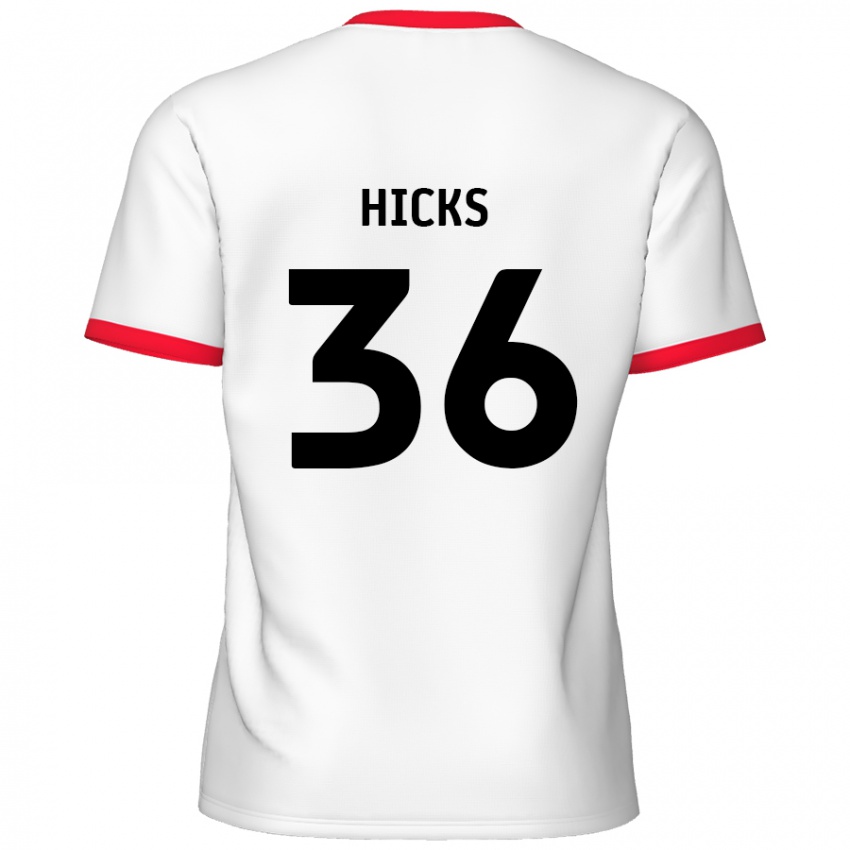 Miesten David Hicks #36 Valkoinen Punainen Kotipaita 2024/25 Lyhythihainen Paita T-Paita