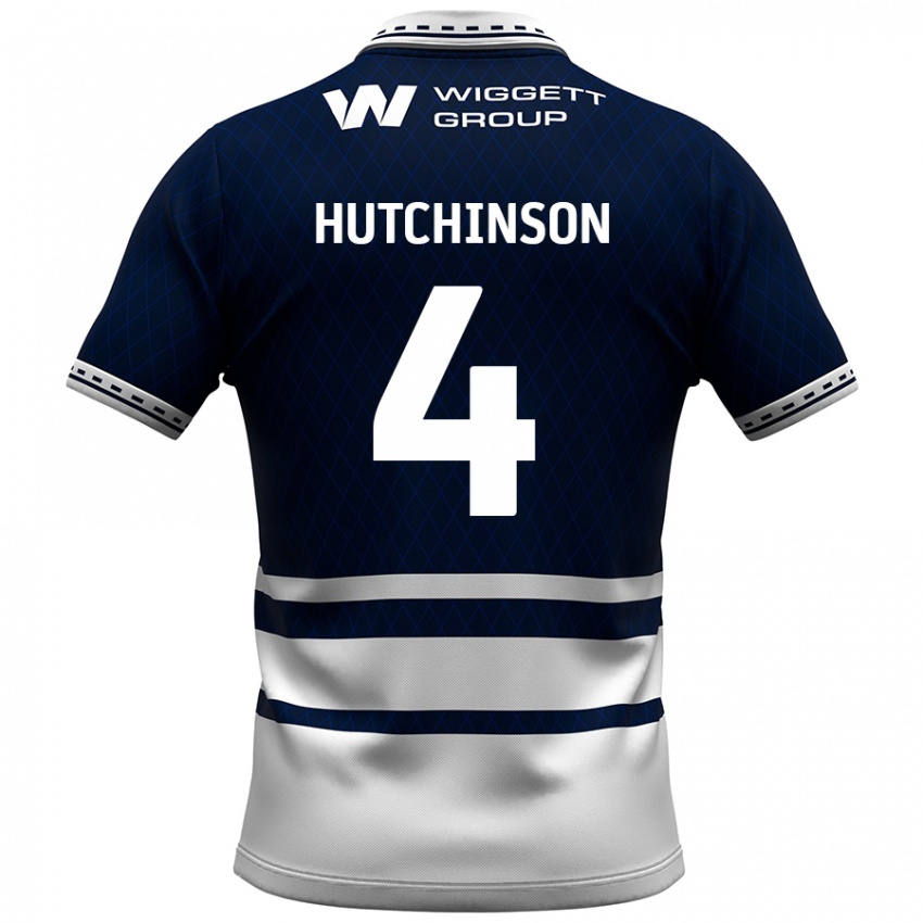 Miesten Shaun Hutchinson #4 Tummansininen Valkoinen Kotipaita 2024/25 Lyhythihainen Paita T-Paita