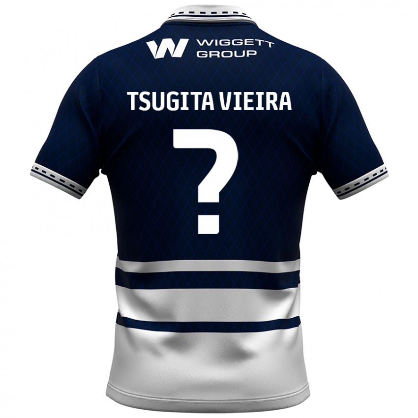 Miesten Sacha Tsugita Vieira #0 Tummansininen Valkoinen Kotipaita 2024/25 Lyhythihainen Paita T-Paita