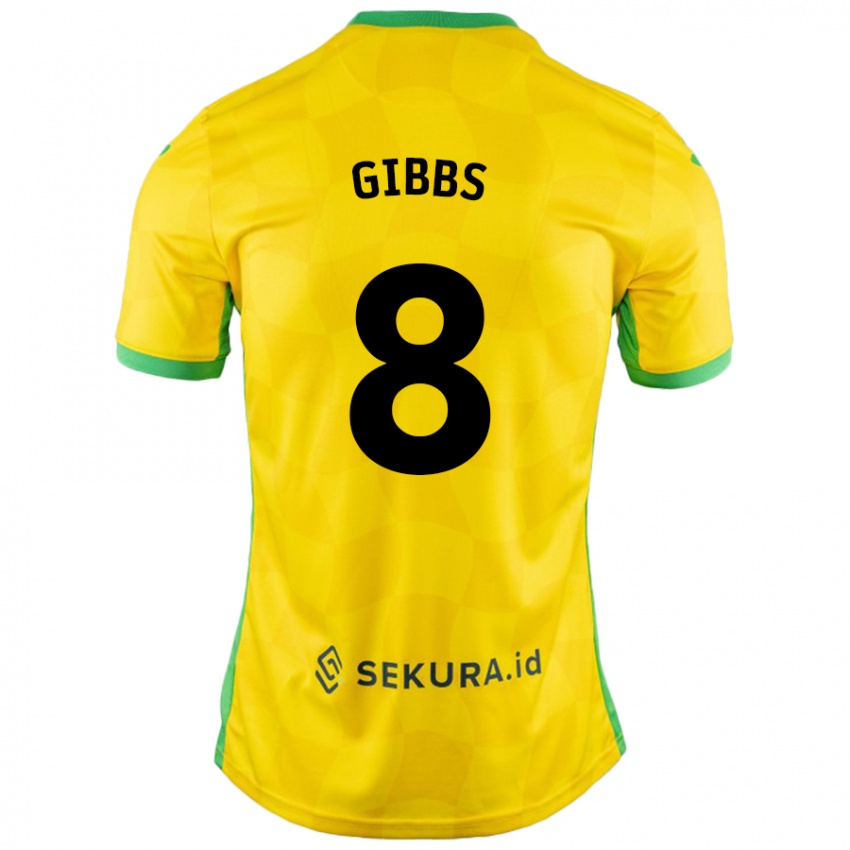 Miesten Liam Gibbs #8 Keltainen Vihreä Kotipaita 2024/25 Lyhythihainen Paita T-Paita