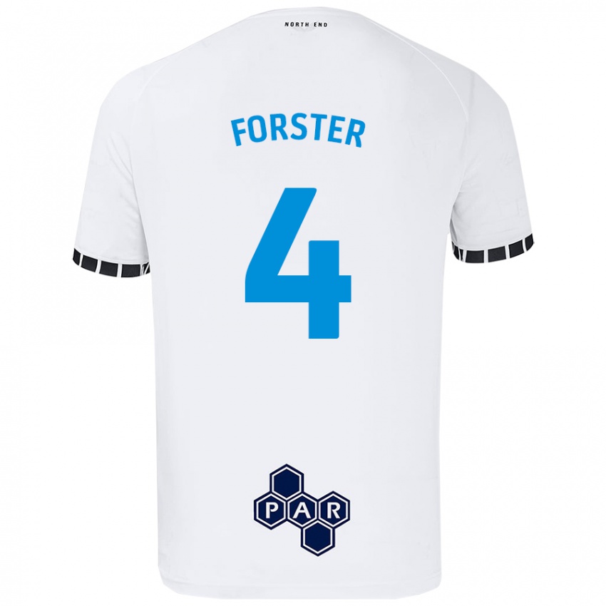 Miesten Hannah Forster #4 Valkoinen Kotipaita 2024/25 Lyhythihainen Paita T-Paita