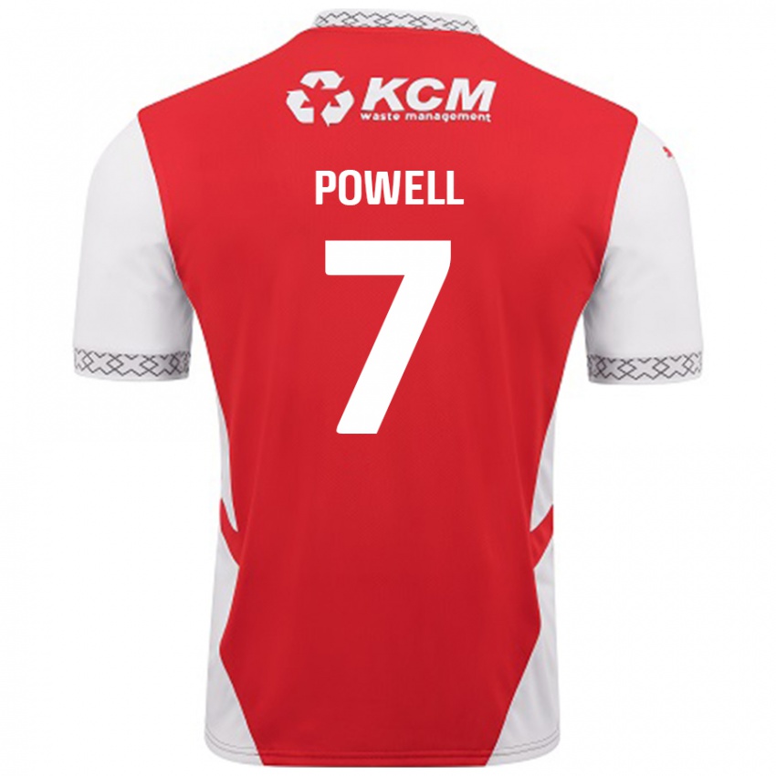 Miesten Joe Powell #7 Punainen Valkoinen Kotipaita 2024/25 Lyhythihainen Paita T-Paita