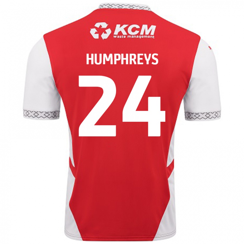 Miesten Cameron Humphreys #24 Punainen Valkoinen Kotipaita 2024/25 Lyhythihainen Paita T-Paita