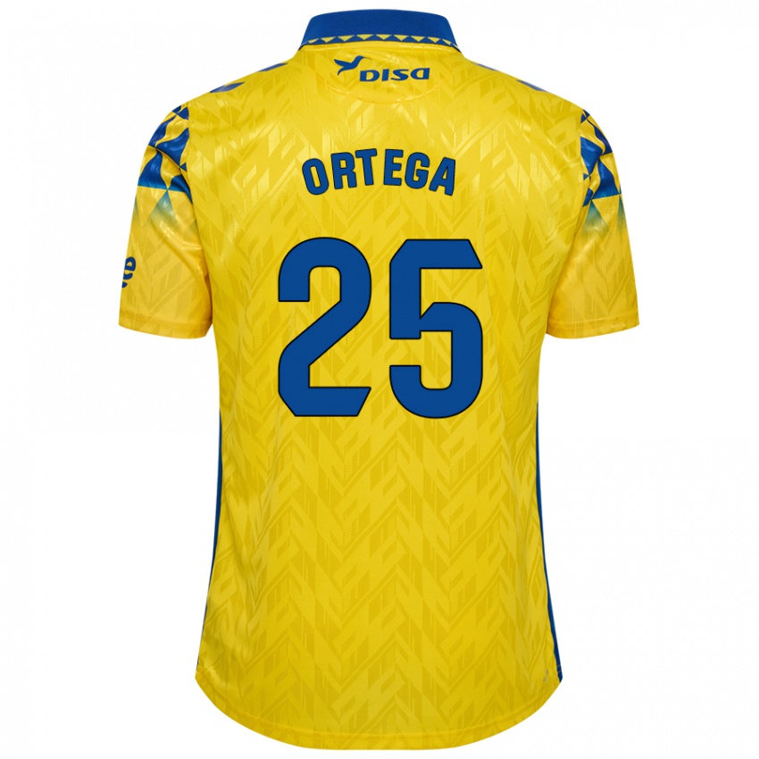 Miesten Edián Ortega #25 Keltainen Sininen Kotipaita 2024/25 Lyhythihainen Paita T-Paita