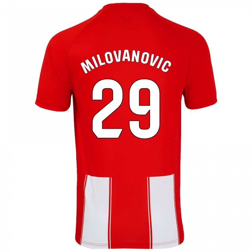 Miesten Marko Milovanovic #29 Punainen Valkoinen Kotipaita 2024/25 Lyhythihainen Paita T-Paita