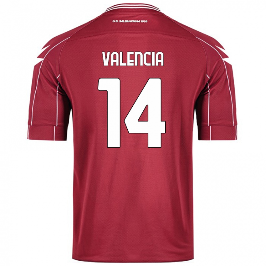 Miesten Diego Valencia #14 Burgundia Kotipaita 2024/25 Lyhythihainen Paita T-Paita