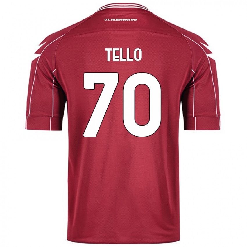 Miesten Andrés Tello #70 Burgundia Kotipaita 2024/25 Lyhythihainen Paita T-Paita