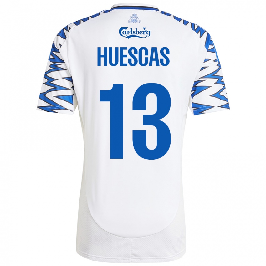 Miesten Rodrigo Huescas #13 Valkoinen Taivaansininen Kotipaita 2024/25 Lyhythihainen Paita T-Paita