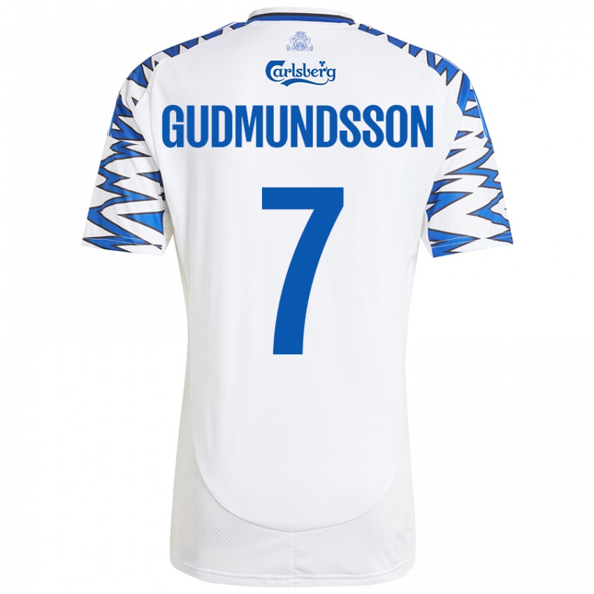 Miesten Galdur Gudmundsson #7 Valkoinen Taivaansininen Kotipaita 2024/25 Lyhythihainen Paita T-Paita