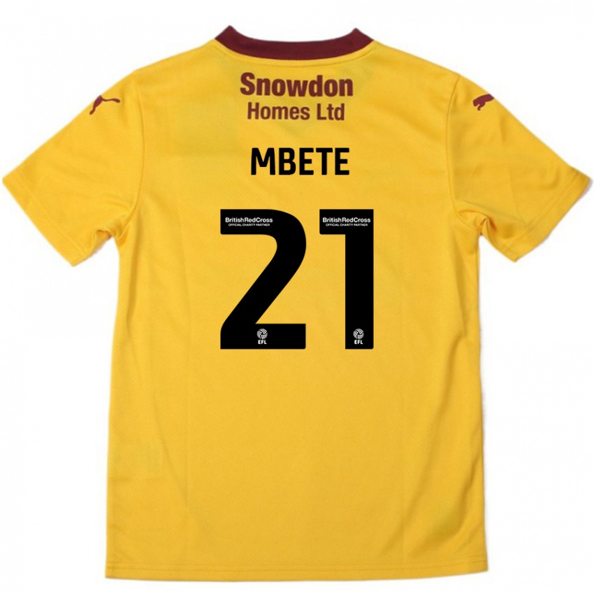 Miesten Luke Mbete #21 Oranssi Burgundy Vieraspaita 2024/25 Lyhythihainen Paita T-Paita