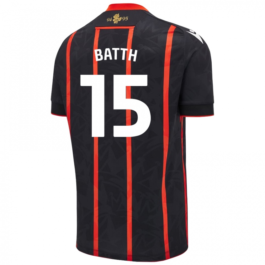 Miesten Danny Batth #15 Musta Punainen Vieraspaita 2024/25 Lyhythihainen Paita T-Paita