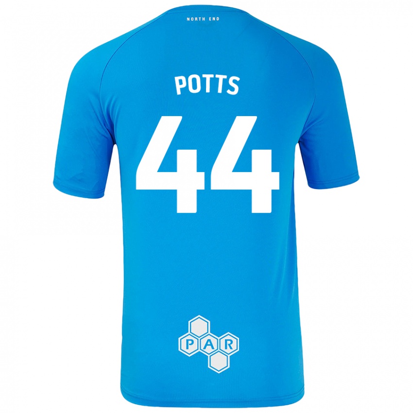 Miesten Brad Potts #44 Taivaansininen Vieraspaita 2024/25 Lyhythihainen Paita T-Paita