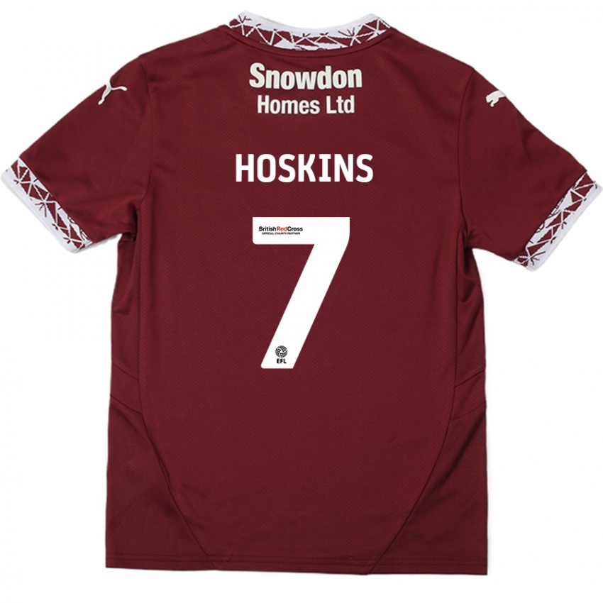 Naisten Sam Hoskins #7 Burgundia Kotipaita 2024/25 Lyhythihainen Paita T-Paita