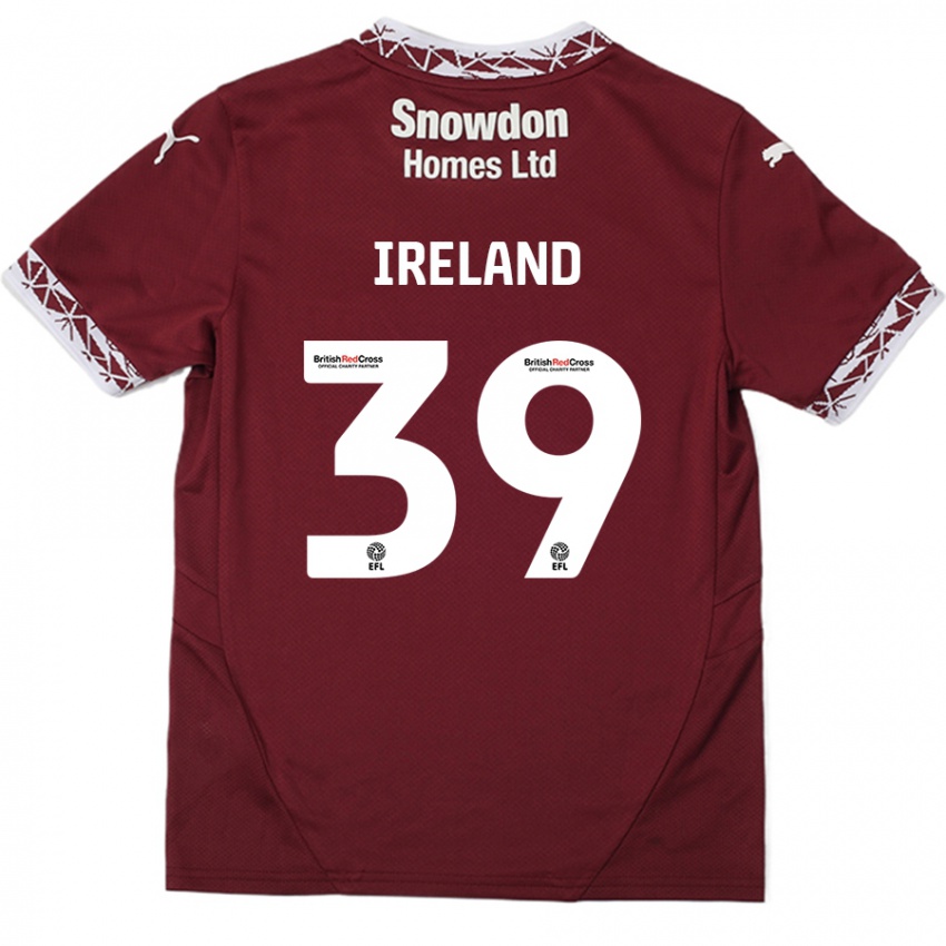 Naisten Matthew Ireland #39 Burgundia Kotipaita 2024/25 Lyhythihainen Paita T-Paita