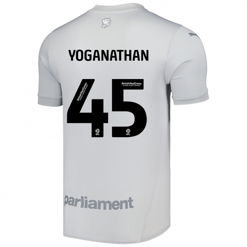 Naisten Vimal Yoganathan #45 Hopeanharmaa Vieraspaita 2024/25 Lyhythihainen Paita T-Paita