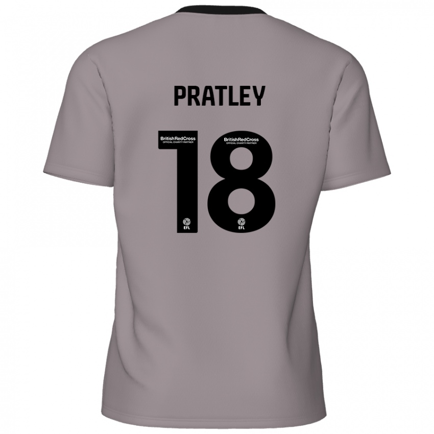 Naisten Darren Pratley #18 Harmaa Vieraspaita 2024/25 Lyhythihainen Paita T-Paita