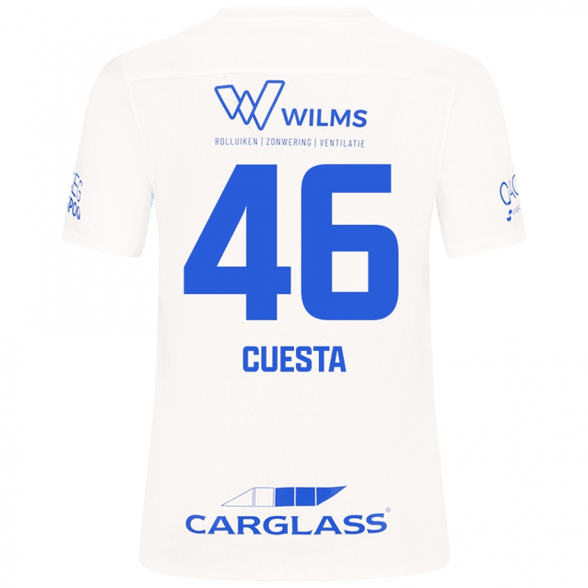 Naisten Carlos Cuesta #46 Valkoinen Vieraspaita 2024/25 Lyhythihainen Paita T-Paita