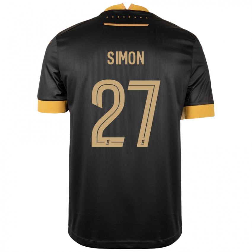 Naisten Moses Simon #27 Musta Ruskea Vieraspaita 2024/25 Lyhythihainen Paita T-Paita